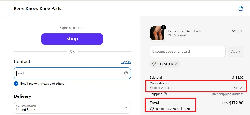Beeskneeskneepads 10% off